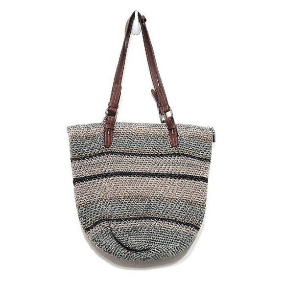 THE SAK Silverwood Crochet Shoreline Bucket Hobo Bag Multicolor Striped 15x13 - Picture 2 of 10